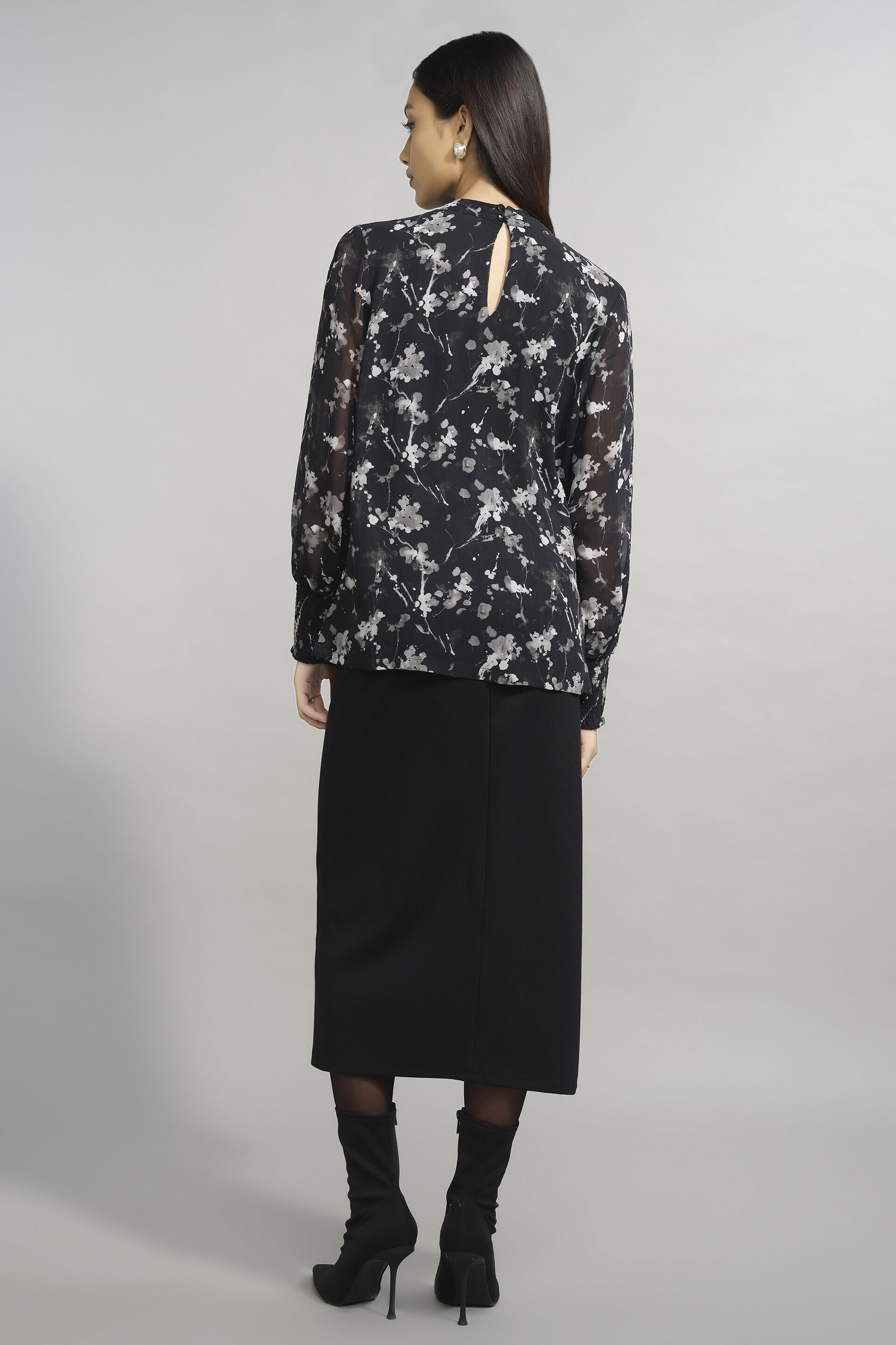 Peppered Florals Top, Black, image 5